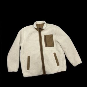✨Cream and brown Sherpa fleece jacket✨